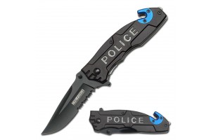 POLICE folding blade rescue knife tool window punch