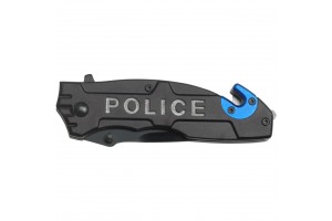POLICE folding blade rescue knife tool window punch