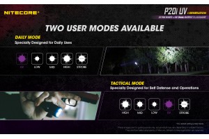  Nitecore P20i UV tactical flashlight modes