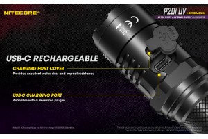 Nitecore P20i UV tactical flashlight USB-C plug