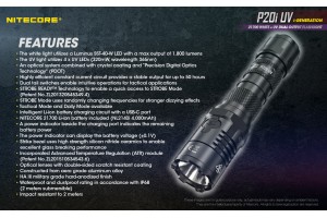 Nitecore P20i UV tactical flashlight features