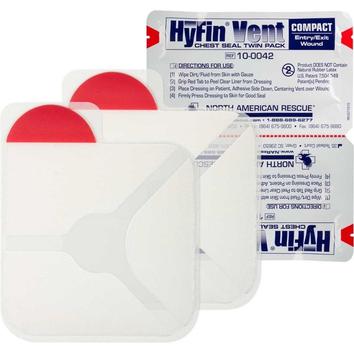 Pansement occlusif compact HyFin Vent pour perforation thoracique 