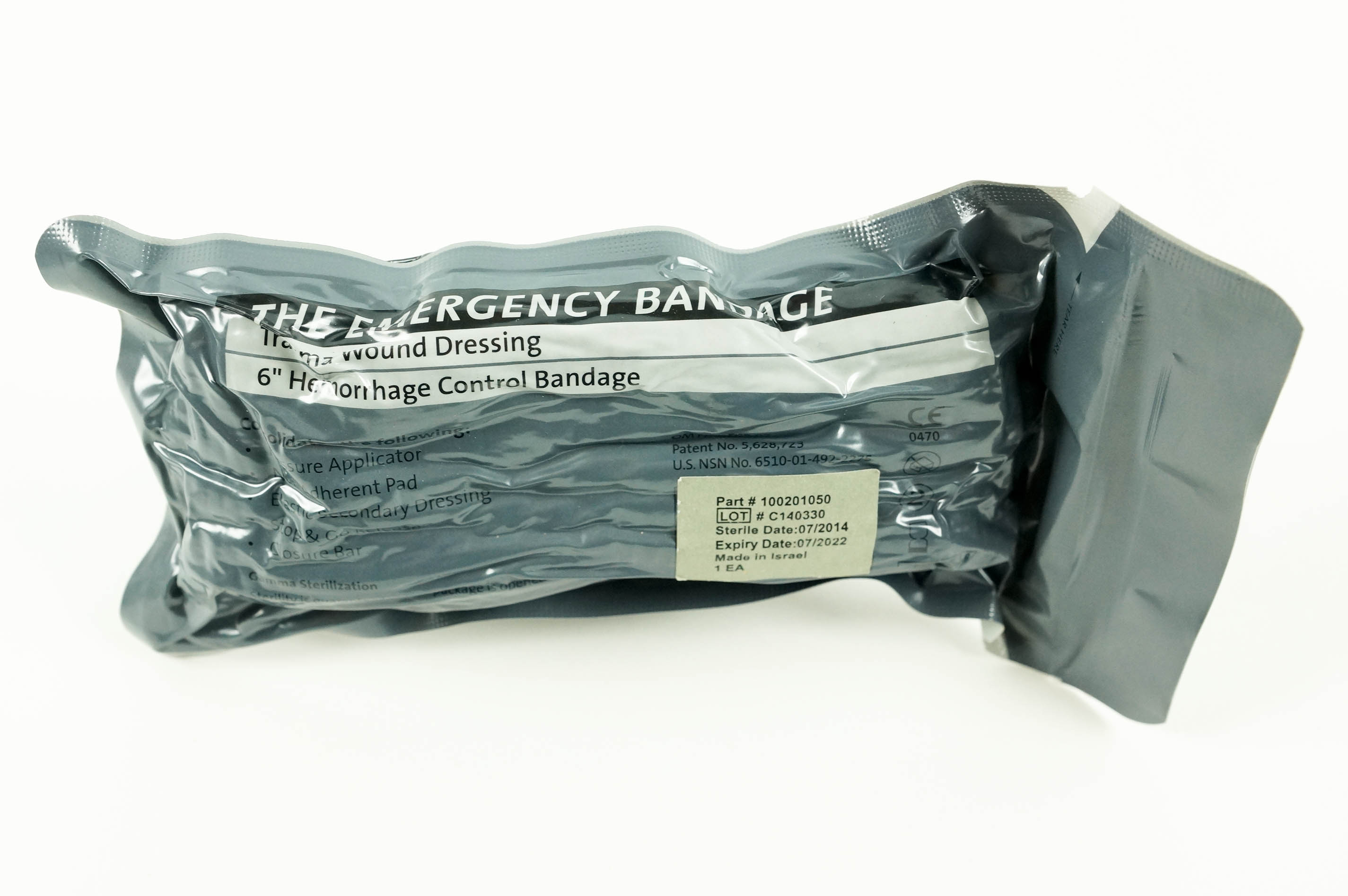 Israeli Bandage - Emergency Bandage with Pressure Bar - 4 Inch, White